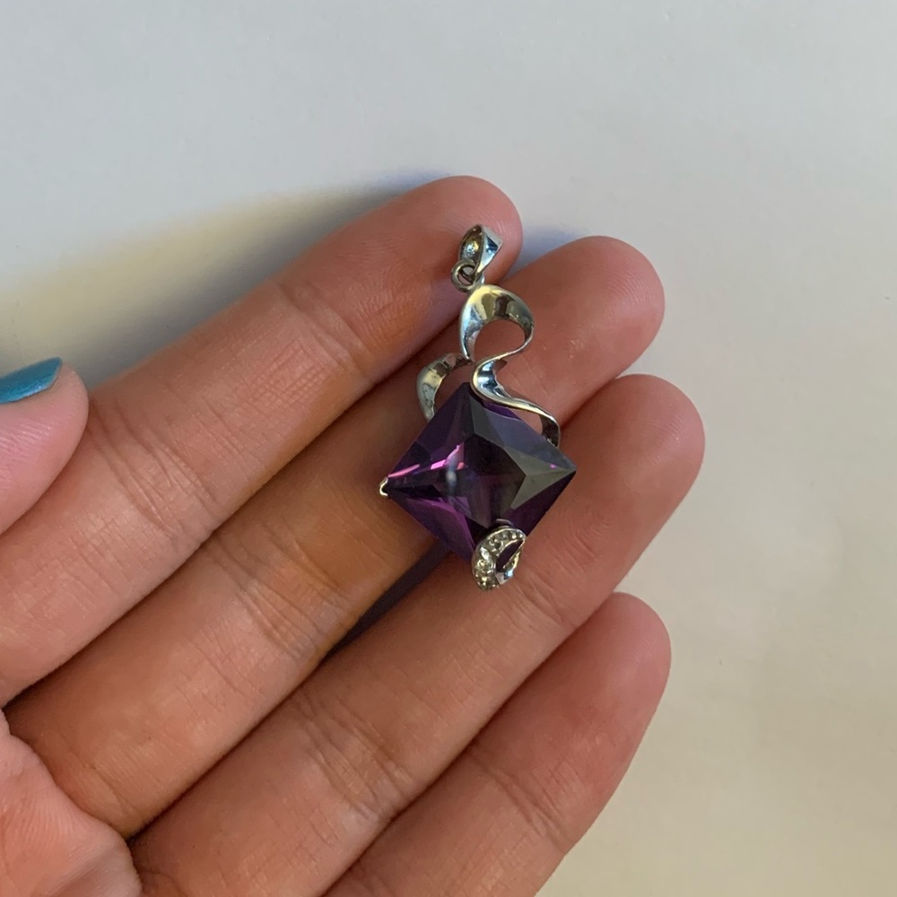 Paste amethyst sterling silver pendant